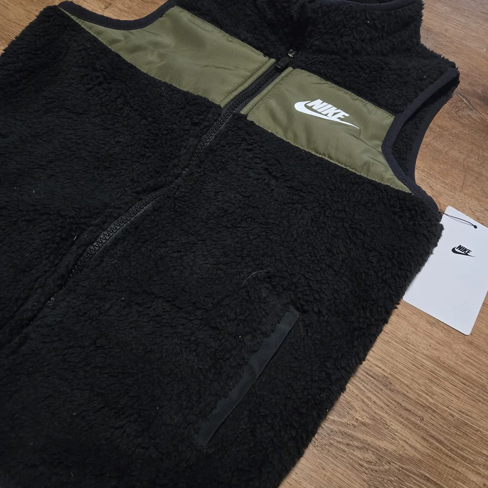 Nike Kids' Black Sherpa Vest with Olive Accent - Picture 2 of 5